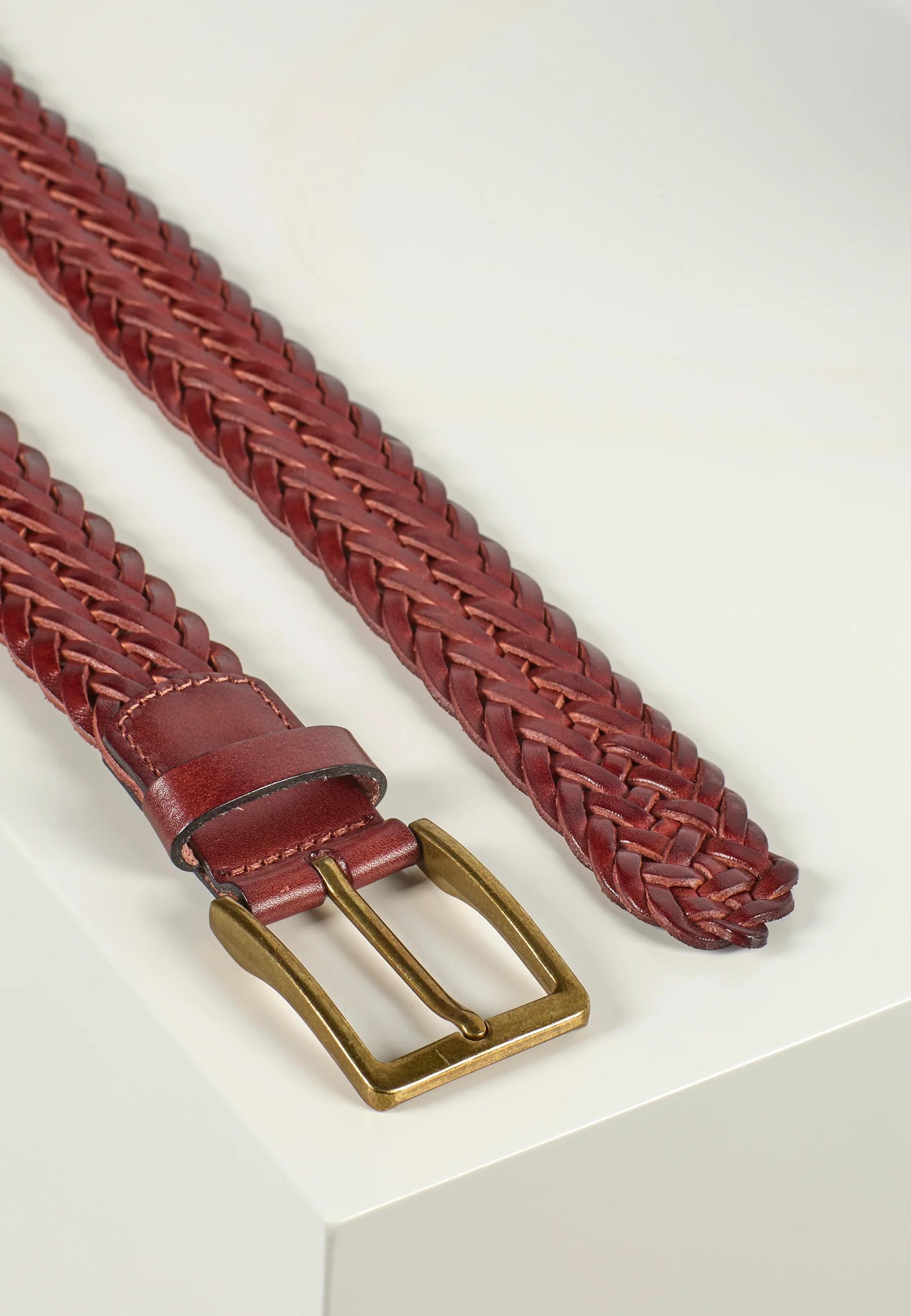 Braided Leather Belt Andrew Light Brown - Image 2